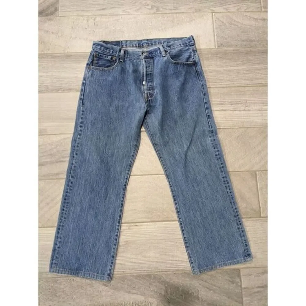 Levis‎ 501 Jeans Mens 36x29 (34X27) Blue Original Straight Denim Button Fly